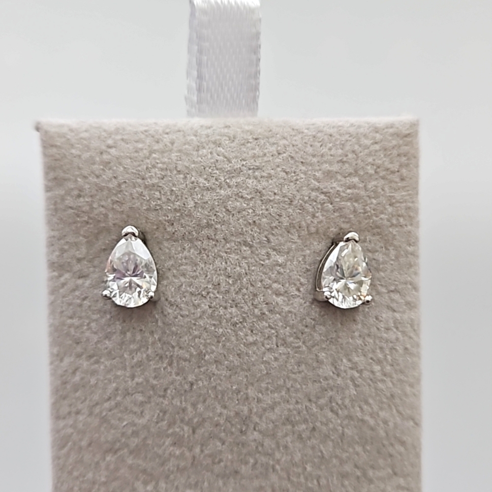 1ct x 2 Pear Moissanite Earrings